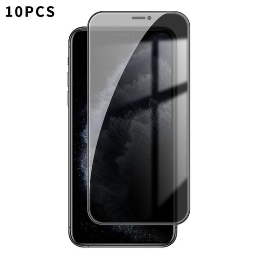 For iPhone 11 Pro Max Kalebol 10pcs High-Aluminum Screen-Printed Full-Coverage Black-Border Privacy Tempered Glass Film - iPhone 11 Pro Max Tempered Glass by Kalebol | Online Shopping UK | buy2fix