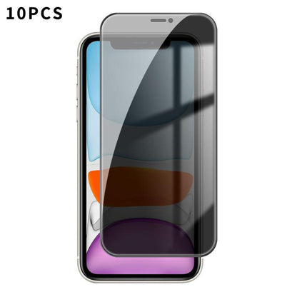 For iPhone 11 Kalebol 10pcs High-Aluminum Screen-Printed Full-Coverage Black-Border Privacy Tempered Glass Film - iPhone 11 Tempered Glass by Kalebol | Online Shopping UK | buy2fix