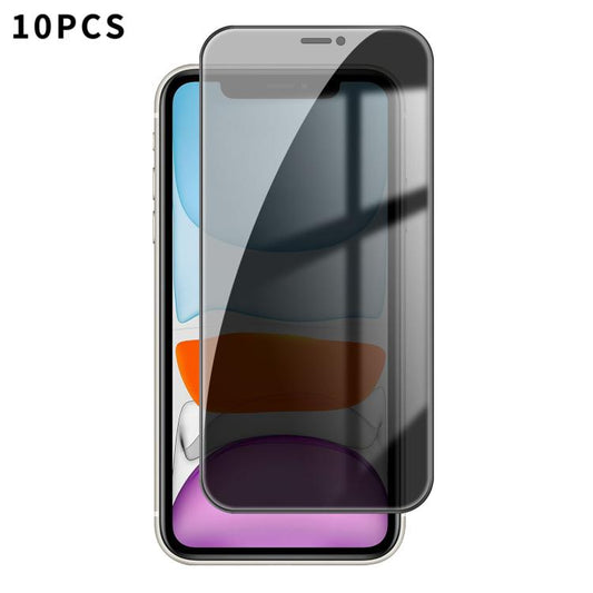 For iPhone 11 Kalebol 10pcs High-Aluminum Screen-Printed Full-Coverage Black-Border Privacy Tempered Glass Film - iPhone 11 Tempered Glass by Kalebol | Online Shopping UK | buy2fix