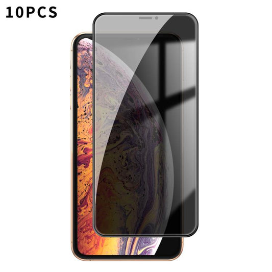 For iPhone XS Max Kalebol 10pcs High-Aluminum Screen-Printed Full-Coverage Black-Border Privacy Tempered Glass Film - iPhone XS Max Tempered Glass by Kalebol | Online Shopping UK | buy2fix