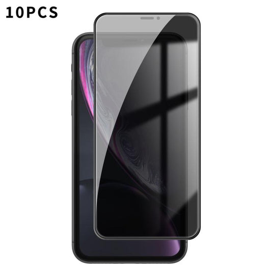 For iPhone XR 10pcs Kalebol High-Aluminum Screen-Printed Full-Coverage Black-Border Privacy Tempered Glass Film
