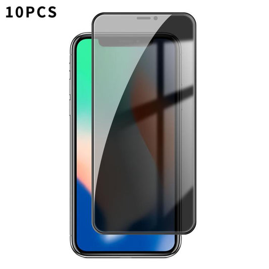 For iPhone X Kalebol 10pcs High-Aluminum Screen-Printed Full-Coverage Black-Border Privacy Tempered Glass Film - iPhone X & XS Tempered Glass by Kalebol | Online Shopping UK | buy2fix
