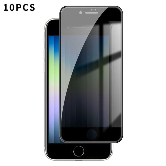 For iPhone SE 2022 / 2020 10pcs Kalebol High-Aluminum Screen-Printed Full-Coverage Black-Border Privacy Tempered Glass Film