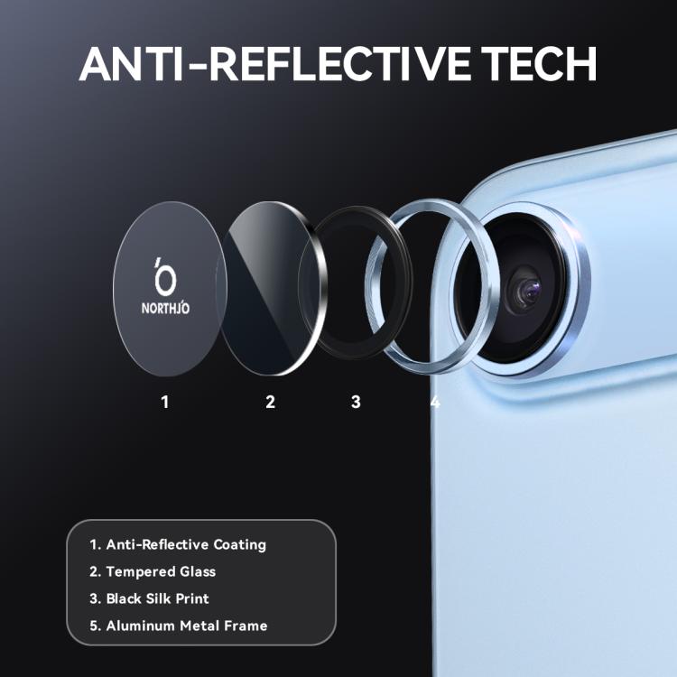 For iPhone Air NORTHJO Camera Lens Protector CD Metal Ring Tempered Glass Film(Blue) - iPhone Air Tempered Glass by NORTHJO | Online Shopping UK | buy2fix