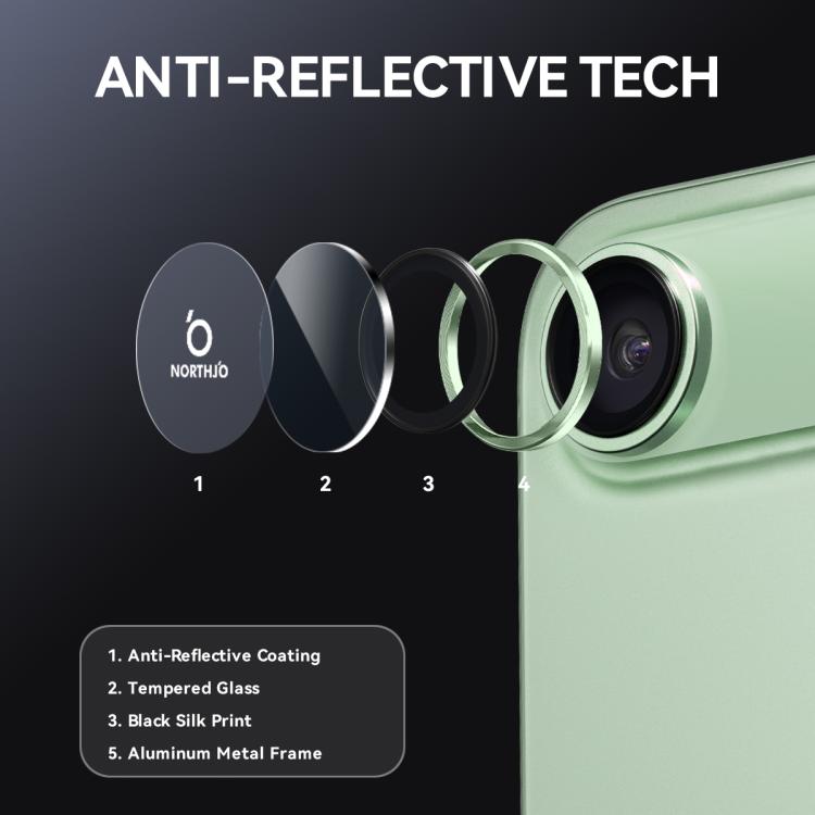 For iPhone Air NORTHJO Camera Lens Protector CD Metal Ring Tempered Glass Film(Green) - iPhone Air Tempered Glass by NORTHJO | Online Shopping UK | buy2fix