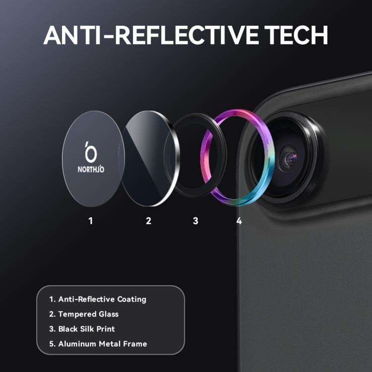 For iPhone Air NORTHJO Camera Lens Protector CD Metal Ring Tempered Glass Film(Colorful) - iPhone Air Tempered Glass by NORTHJO | Online Shopping UK | buy2fix