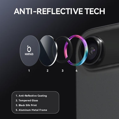 For iPhone Air NORTHJO Camera Lens Protector CD Metal Ring Tempered Glass Film(Colorful) - iPhone Air Tempered Glass by NORTHJO | Online Shopping UK | buy2fix