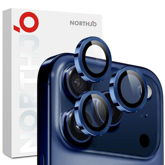 For iPhone 17 Pro / 17 Pro Max NORTHJO Camera Lens Protector CD Metal Ring Tempered Glass Film(Blue)