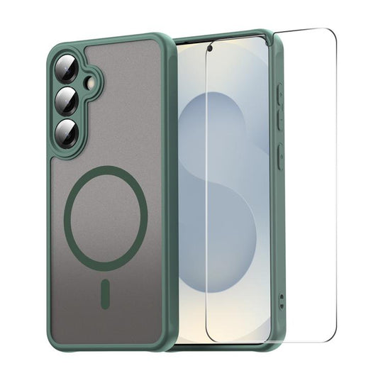 For Galaxy S25 / S24 5G ENKAY Hat-Prince MagSafe Matte Translucent Shockproof Phone Case with 0.18mm High Aluminum-silicon Glass Film(Green)