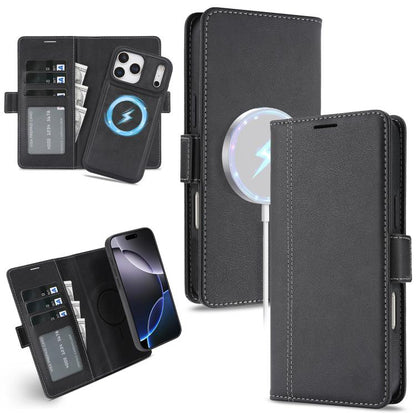 For iPhone 17 Pro Max Kalebol Strong Magnetic MagSafe Ring 2 In 1 Split Leather Phone Case(Black) - iPhone 17 Pro Max Tempered Glass by Kalebol | Online Shopping UK | buy2fix