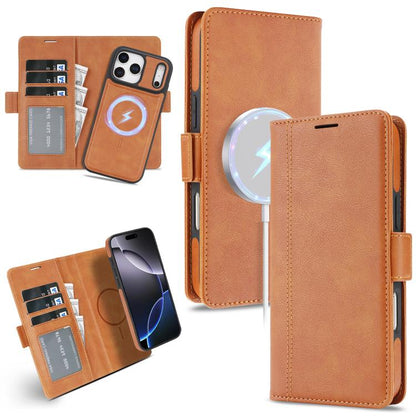 For iPhone 17 Pro Max Kalebol Strong Magnetic MagSafe Ring 2 In 1 Split Leather Phone Case(Brown) - iPhone 17 Pro Max Tempered Glass by Kalebol | Online Shopping UK | buy2fix