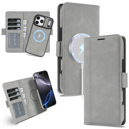 For iPhone 17 Pro Max Kalebol Strong Magnetic MagSafe Ring 2 In 1 Split Leather Phone Case(Gray) - iPhone 17 Pro Max Tempered Glass by Kalebol | Online Shopping UK | buy2fix