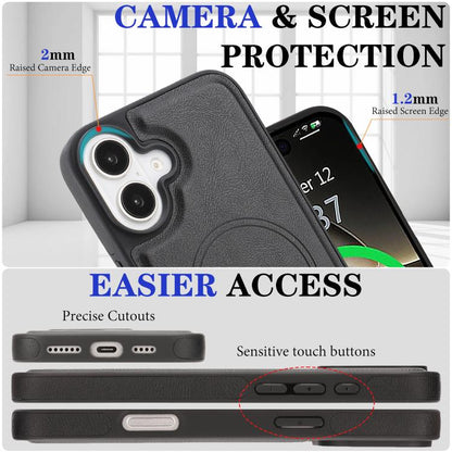 For iPhone 17 Kalebol Strong Magnetic MagSafe Ring 2 In 1 Split Leather Phone Case(Black) - iPhone 17 Cases by Kalebol | Online Shopping UK | buy2fix
