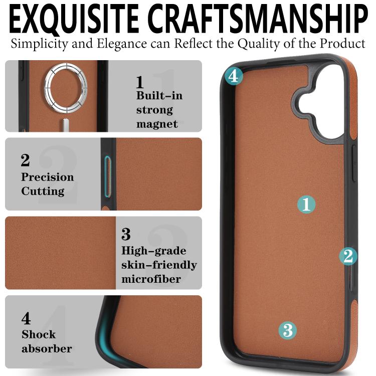 For iPhone 17 Kalebol Strong Magnetic MagSafe Ring 2 In 1 Split Leather Phone Case(Brown) - iPhone 17 Cases by Kalebol | Online Shopping UK | buy2fix