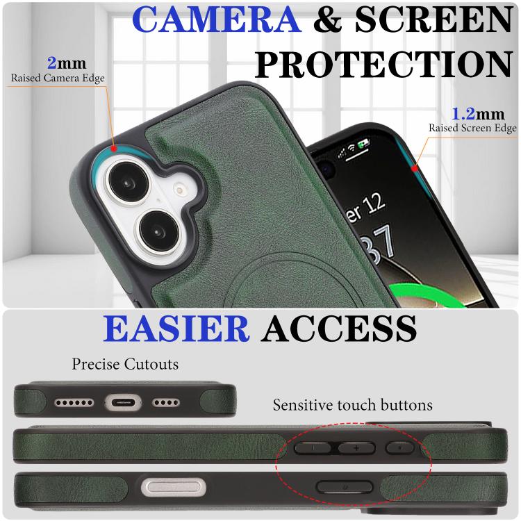 For iPhone 17 Kalebol Strong Magnetic MagSafe Ring 2 In 1 Split Leather Phone Case(Green) - iPhone 17 Cases by Kalebol | Online Shopping UK | buy2fix