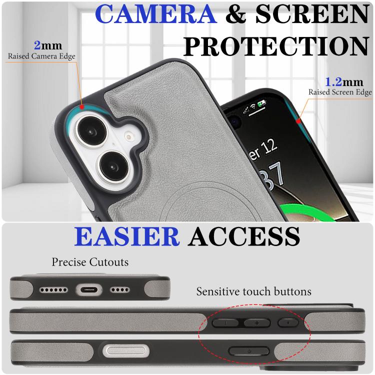 For iPhone 17 Kalebol Strong Magnetic MagSafe Ring 2 In 1 Split Leather Phone Case(Gray) - iPhone 17 Cases by Kalebol | Online Shopping UK | buy2fix