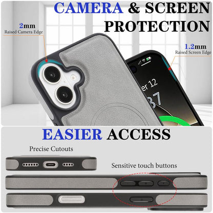 For iPhone 17 Kalebol Strong Magnetic MagSafe Ring 2 In 1 Split Leather Phone Case(Gray) - iPhone 17 Cases by Kalebol | Online Shopping UK | buy2fix