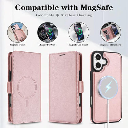 For iPhone 17 Kalebol Strong Magnetic MagSafe Ring 2 In 1 Split Leather Phone Case(Rose Gold) - iPhone 17 Cases by Kalebol | Online Shopping UK | buy2fix