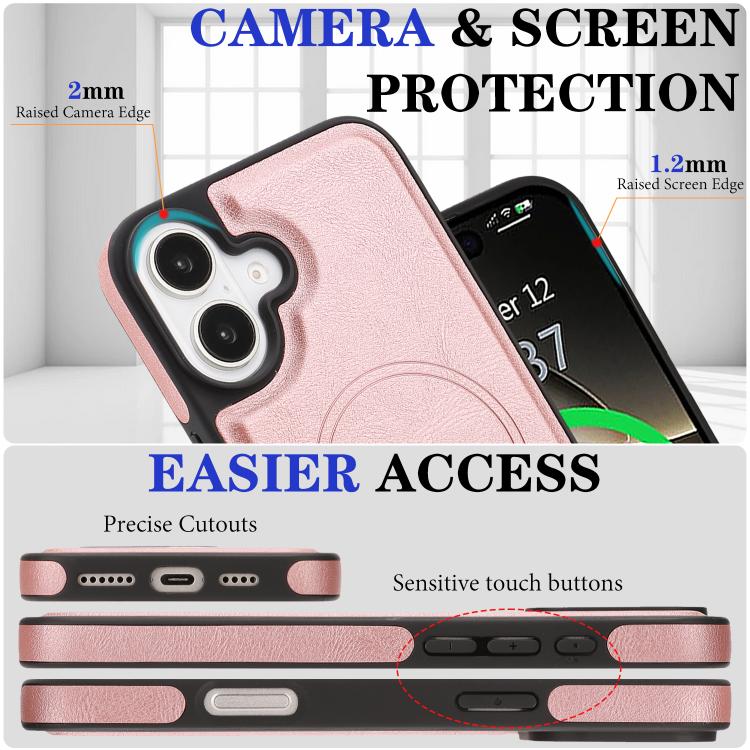 For iPhone 17 Kalebol Strong Magnetic MagSafe Ring 2 In 1 Split Leather Phone Case(Rose Gold) - iPhone 17 Cases by Kalebol | Online Shopping UK | buy2fix
