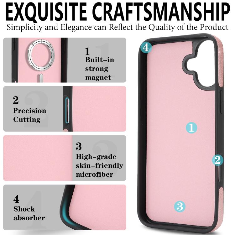 For iPhone 17 Kalebol Strong Magnetic MagSafe Ring 2 In 1 Split Leather Phone Case(Rose Gold) - iPhone 17 Cases by Kalebol | Online Shopping UK | buy2fix