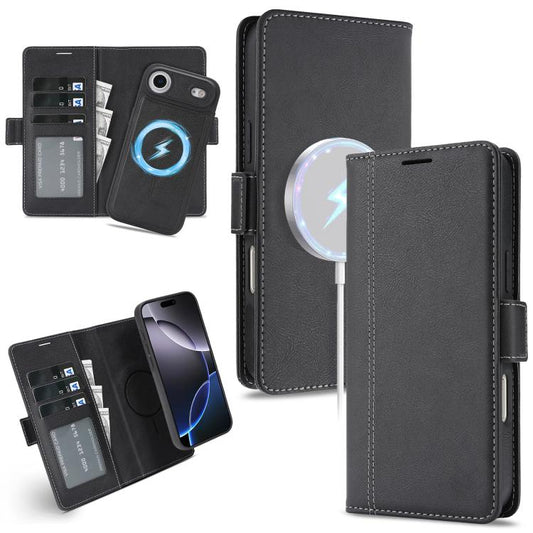 For iPhone Air Kalebol Strong Magnetic MagSafe Ring 2 In 1 Split Leather Phone Case(Black) - iPhone Air Cases by Kalebol | Online Shopping UK | buy2fix