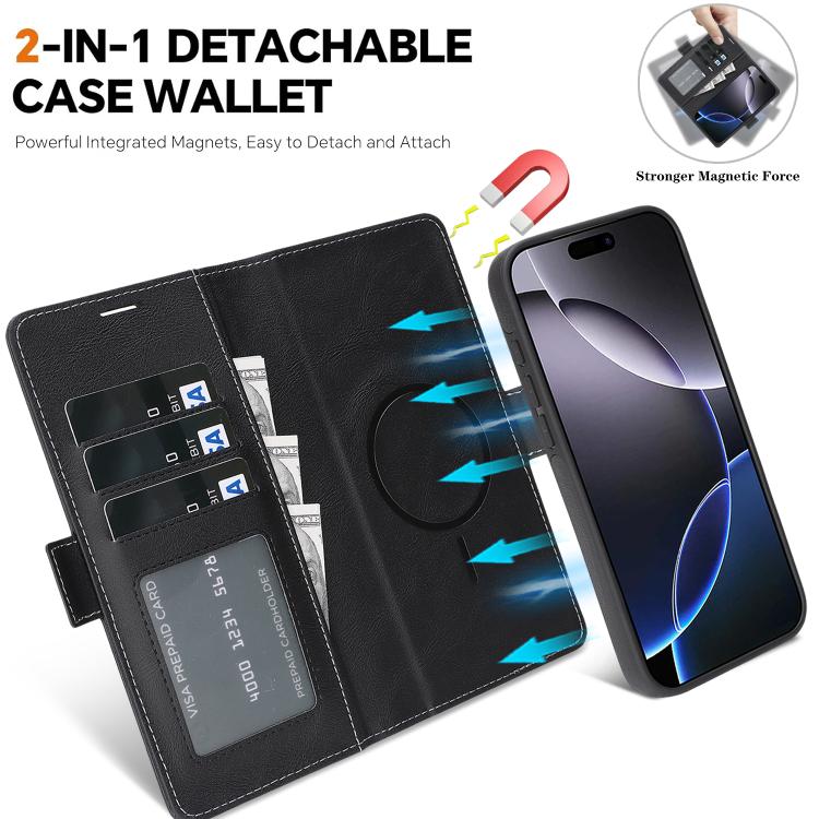 For iPhone Air Kalebol Strong Magnetic MagSafe Ring 2 In 1 Split Leather Phone Case(Black) - iPhone Air Cases by Kalebol | Online Shopping UK | buy2fix