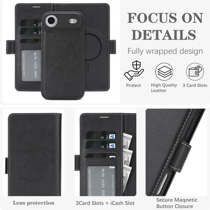For iPhone Air Kalebol Strong Magnetic MagSafe Ring 2 In 1 Split Leather Phone Case(Black) - iPhone Air Cases by Kalebol | Online Shopping UK | buy2fix