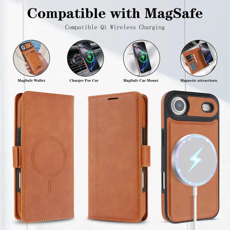For iPhone Air Kalebol Strong Magnetic MagSafe Ring 2 In 1 Split Leather Phone Case(Brown) - iPhone Air Cases by Kalebol | Online Shopping UK | buy2fix