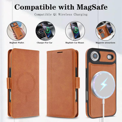 For iPhone Air Kalebol Strong Magnetic MagSafe Ring 2 In 1 Split Leather Phone Case(Brown) - iPhone Air Cases by Kalebol | Online Shopping UK | buy2fix