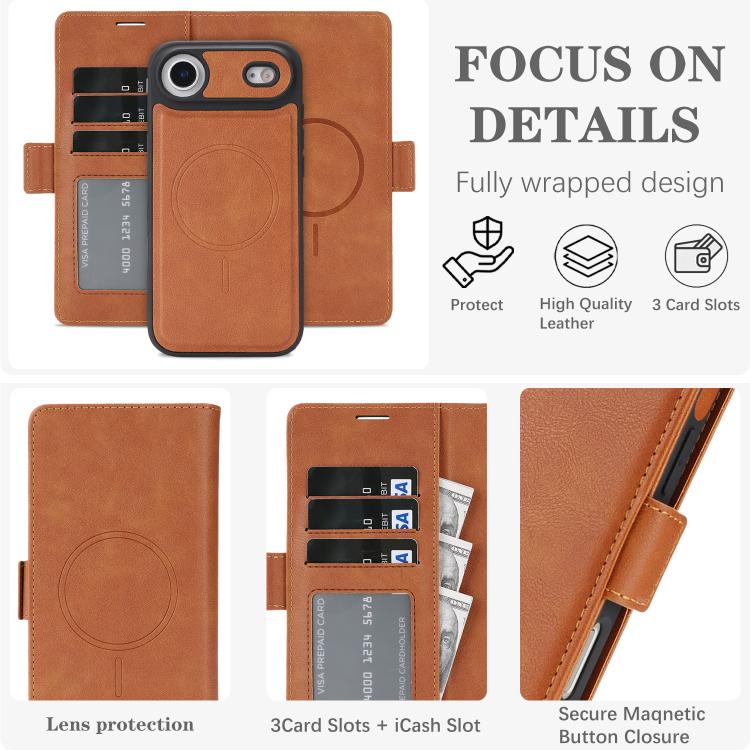 For iPhone Air Kalebol Strong Magnetic MagSafe Ring 2 In 1 Split Leather Phone Case(Brown) - iPhone Air Cases by Kalebol | Online Shopping UK | buy2fix