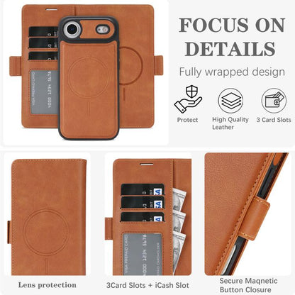 For iPhone Air Kalebol Strong Magnetic MagSafe Ring 2 In 1 Split Leather Phone Case(Brown) - iPhone Air Cases by Kalebol | Online Shopping UK | buy2fix