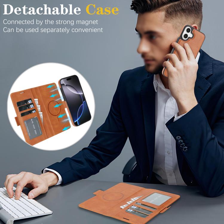 For iPhone Air Kalebol Strong Magnetic MagSafe Ring 2 In 1 Split Leather Phone Case(Brown) - iPhone Air Cases by Kalebol | Online Shopping UK | buy2fix
