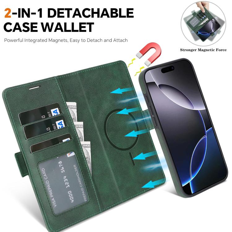 For iPhone Air Kalebol Strong Magnetic MagSafe Ring 2 In 1 Split Leather Phone Case(Green) - iPhone Air Cases by Kalebol | Online Shopping UK | buy2fix