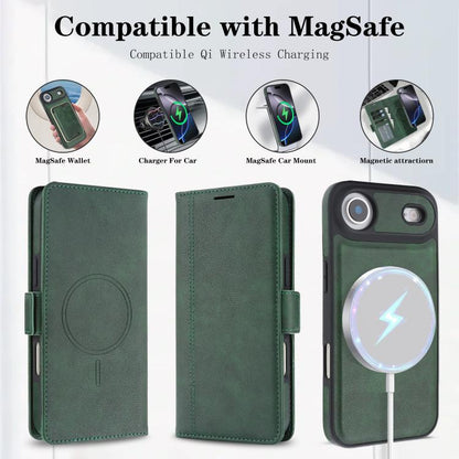 For iPhone Air Kalebol Strong Magnetic MagSafe Ring 2 In 1 Split Leather Phone Case(Green) - iPhone Air Cases by Kalebol | Online Shopping UK | buy2fix