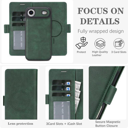 For iPhone Air Kalebol Strong Magnetic MagSafe Ring 2 In 1 Split Leather Phone Case(Green) - iPhone Air Cases by Kalebol | Online Shopping UK | buy2fix