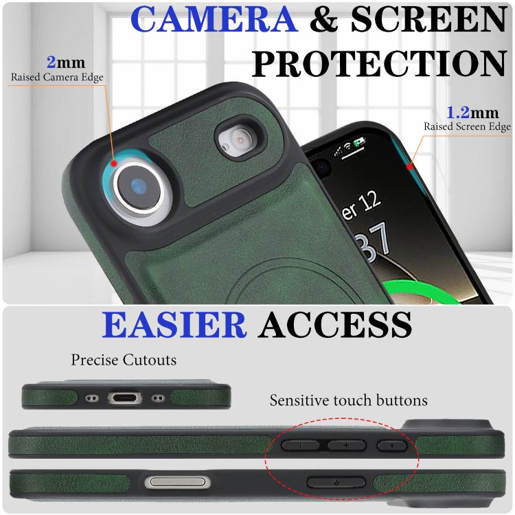 For iPhone Air Kalebol Strong Magnetic MagSafe Ring 2 In 1 Split Leather Phone Case(Green) - iPhone Air Cases by Kalebol | Online Shopping UK | buy2fix