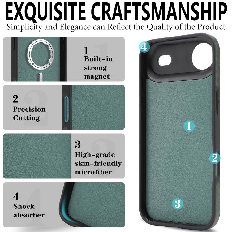 For iPhone Air Kalebol Strong Magnetic MagSafe Ring 2 In 1 Split Leather Phone Case(Green) - iPhone Air Cases by Kalebol | Online Shopping UK | buy2fix