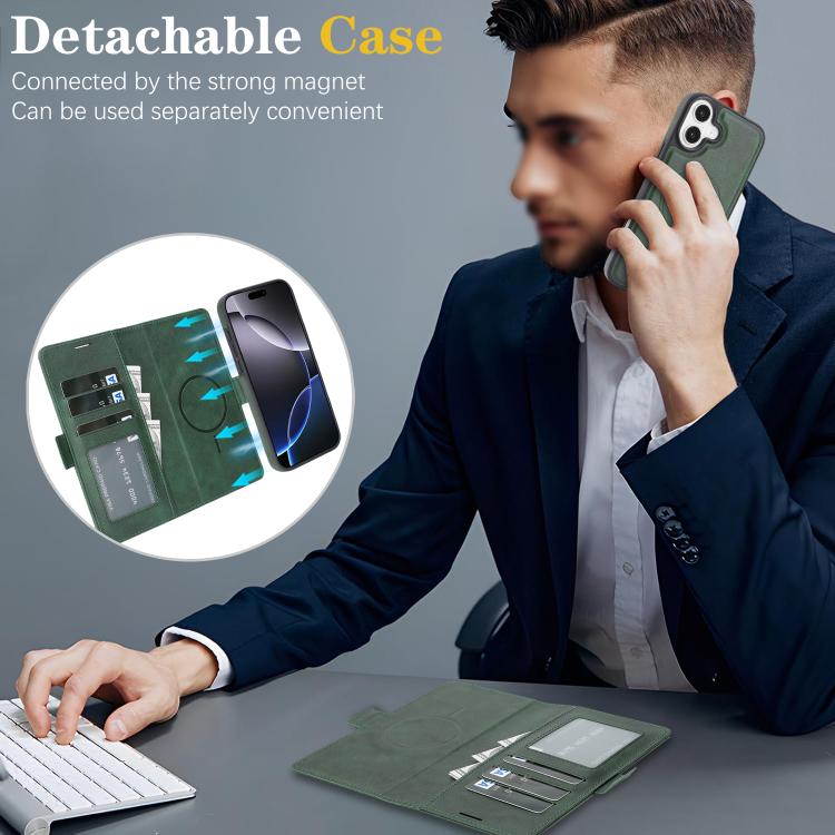 For iPhone Air Kalebol Strong Magnetic MagSafe Ring 2 In 1 Split Leather Phone Case(Green) - iPhone Air Cases by Kalebol | Online Shopping UK | buy2fix