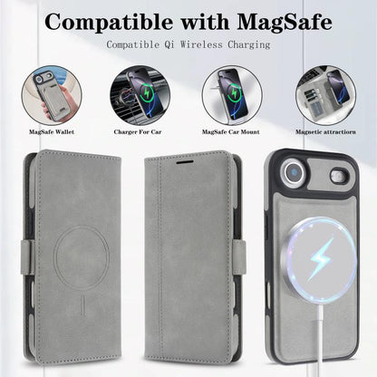 For iPhone Air Kalebol Strong Magnetic MagSafe Ring 2 In 1 Split Leather Phone Case(Gray) - iPhone Air Cases by Kalebol | Online Shopping UK | buy2fix