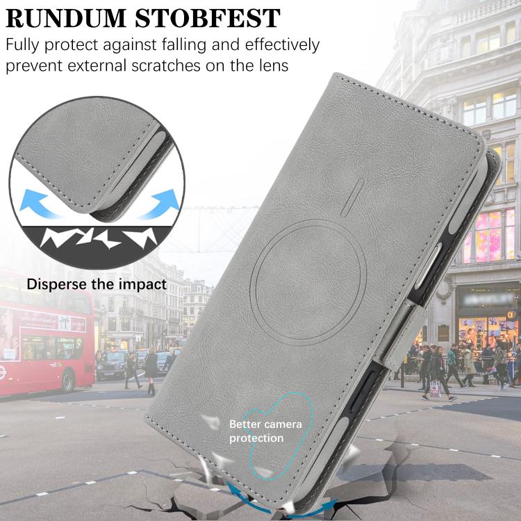 For iPhone Air Kalebol Strong Magnetic MagSafe Ring 2 In 1 Split Leather Phone Case(Gray) - iPhone Air Cases by Kalebol | Online Shopping UK | buy2fix