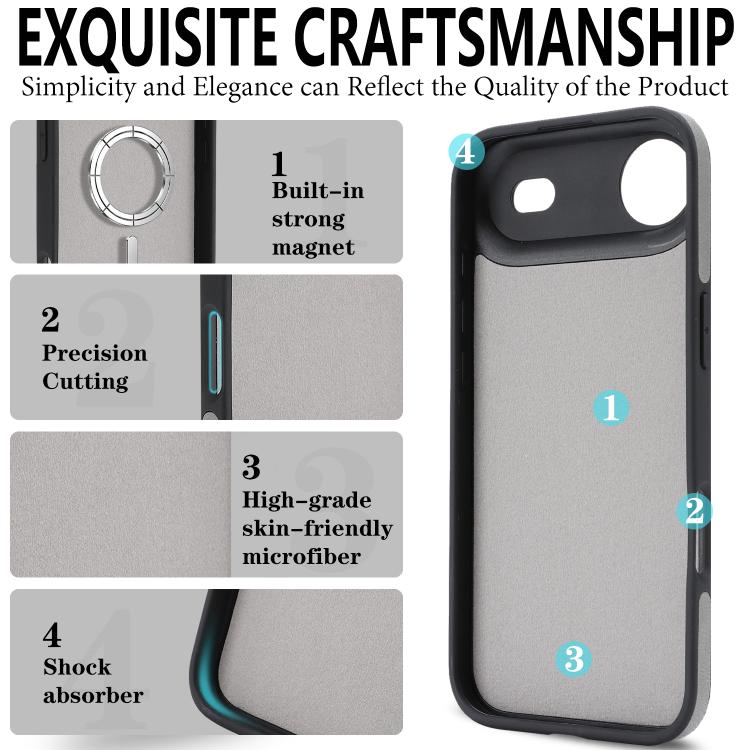 For iPhone Air Kalebol Strong Magnetic MagSafe Ring 2 In 1 Split Leather Phone Case(Gray) - iPhone Air Cases by Kalebol | Online Shopping UK | buy2fix