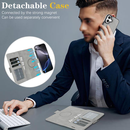 For iPhone Air Kalebol Strong Magnetic MagSafe Ring 2 In 1 Split Leather Phone Case(Gray) - iPhone Air Cases by Kalebol | Online Shopping UK | buy2fix