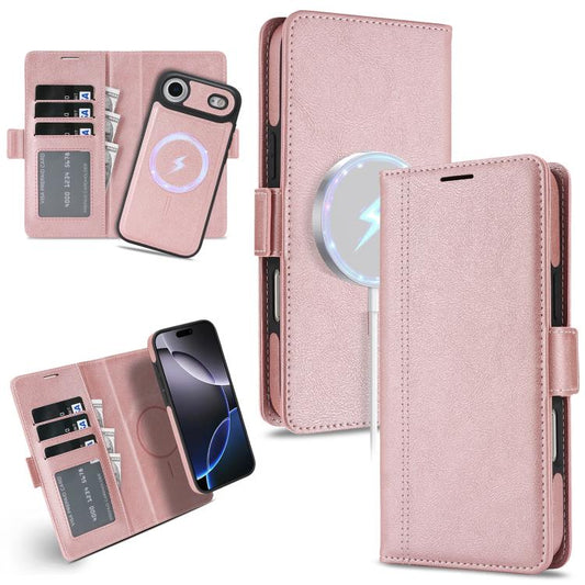For iPhone Air Kalebol Strong Magnetic MagSafe Ring 2 In 1 Split Leather Phone Case(Rose Gold) - iPhone Air Cases by Kalebol | Online Shopping UK | buy2fix