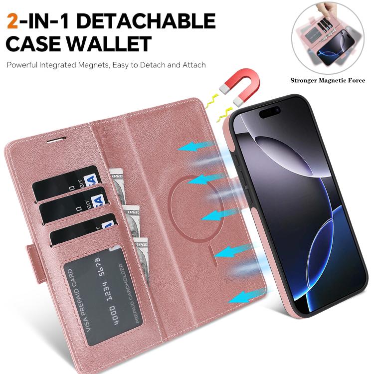 For iPhone Air Kalebol Strong Magnetic MagSafe Ring 2 In 1 Split Leather Phone Case(Rose Gold) - iPhone Air Cases by Kalebol | Online Shopping UK | buy2fix