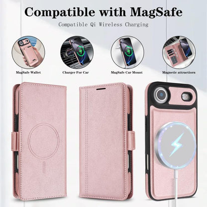For iPhone Air Kalebol Strong Magnetic MagSafe Ring 2 In 1 Split Leather Phone Case(Rose Gold) - iPhone Air Cases by Kalebol | Online Shopping UK | buy2fix