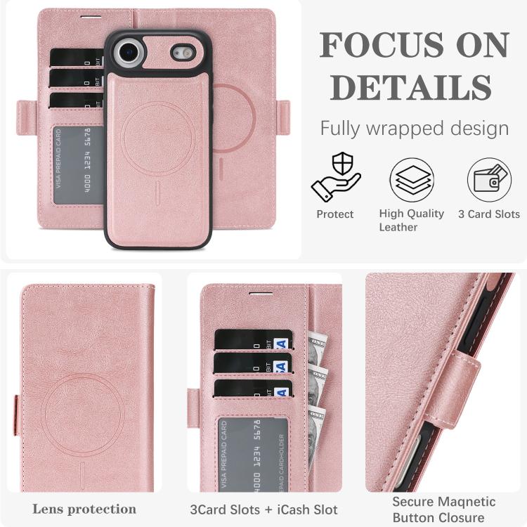 For iPhone Air Kalebol Strong Magnetic MagSafe Ring 2 In 1 Split Leather Phone Case(Rose Gold) - iPhone Air Cases by Kalebol | Online Shopping UK | buy2fix