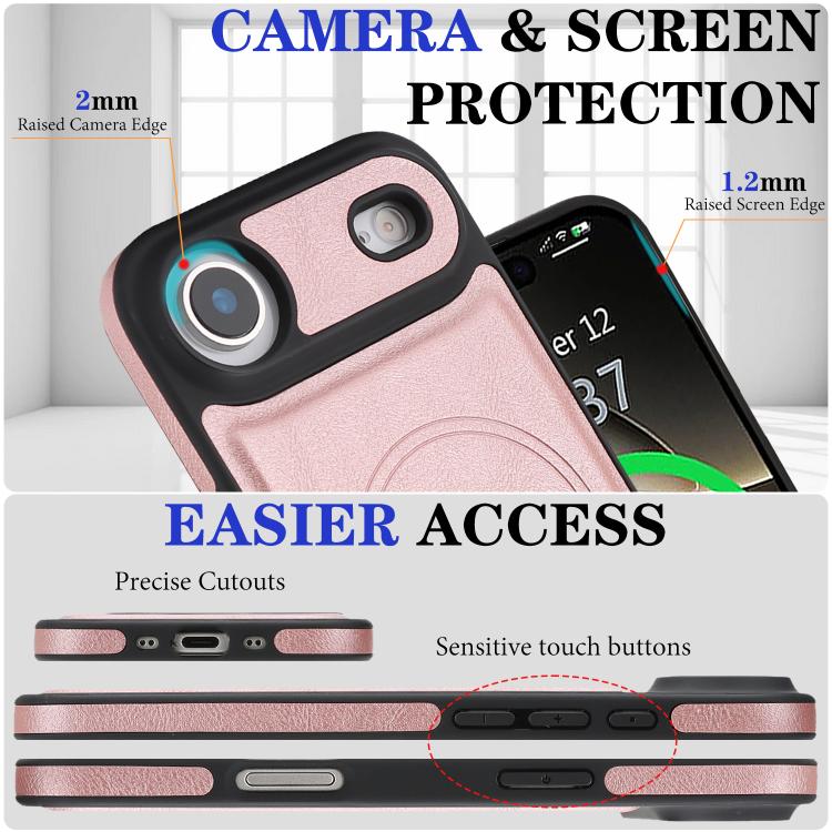 For iPhone Air Kalebol Strong Magnetic MagSafe Ring 2 In 1 Split Leather Phone Case(Rose Gold) - iPhone Air Cases by Kalebol | Online Shopping UK | buy2fix