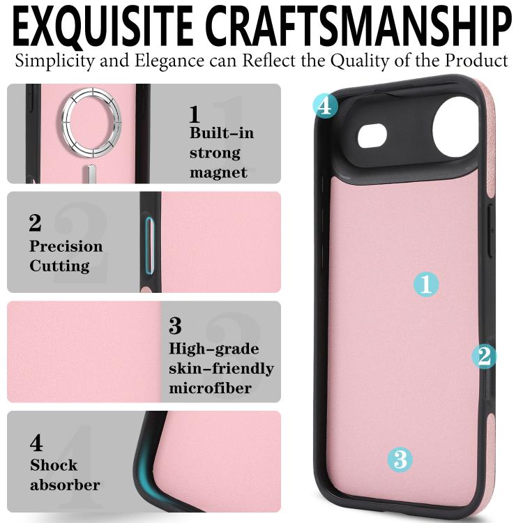 For iPhone Air Kalebol Strong Magnetic MagSafe Ring 2 In 1 Split Leather Phone Case(Rose Gold) - iPhone Air Cases by Kalebol | Online Shopping UK | buy2fix