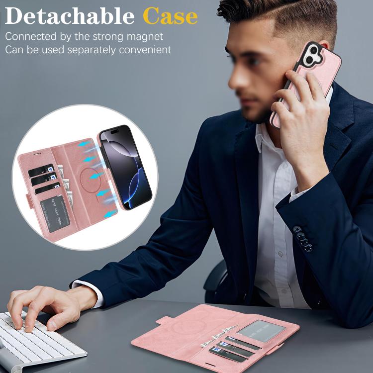 For iPhone Air Kalebol Strong Magnetic MagSafe Ring 2 In 1 Split Leather Phone Case(Rose Gold) - iPhone Air Cases by Kalebol | Online Shopping UK | buy2fix