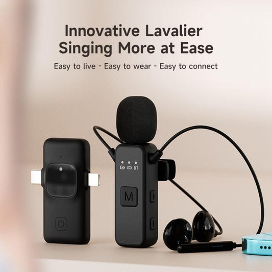 K3 Wireless Lavalier Microphone with Integrated Earphones and 2 in 1 Receiver For Live Streaming / Vlog / Interview(Black) - Microphone by buy2fix | Online Shopping UK | buy2fix
